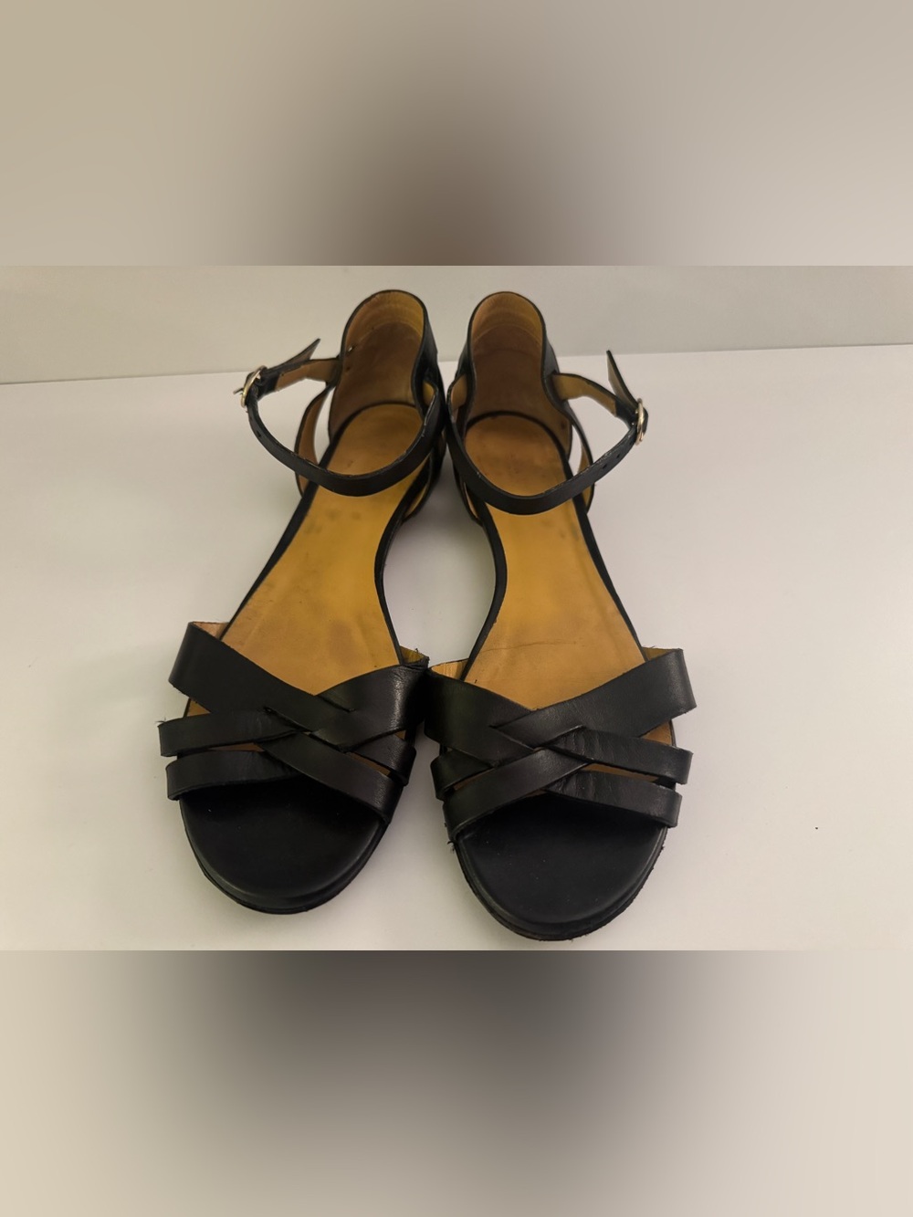 Sézane Black Leather Cross-Strap Sandals - Picture 2 of 10